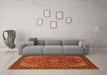 Machine Washable Medallion Orange Traditional Area Rugs in a Living Room, wshtr66org