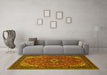 Machine Washable Medallion Yellow Traditional Rug in a Living Room, wshtr66yw