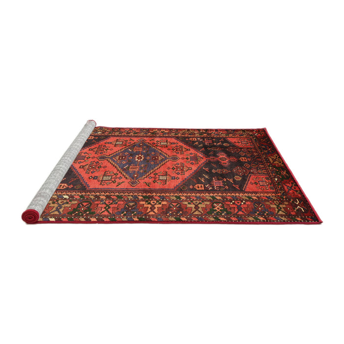 Sideview of Machine Washable Traditional Tomato Red Rug, wshtr670