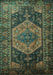 Machine Washable Persian Turquoise Traditional Area Rugs, wshtr670turq