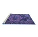 Sideview of Machine Washable Persian Blue Traditional Rug, wshtr670blu