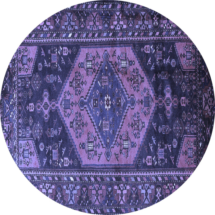 Round Machine Washable Persian Blue Traditional Rug, wshtr670blu