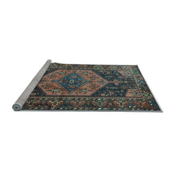 Sideview of Machine Washable Persian Light Blue Traditional Rug, wshtr670lblu