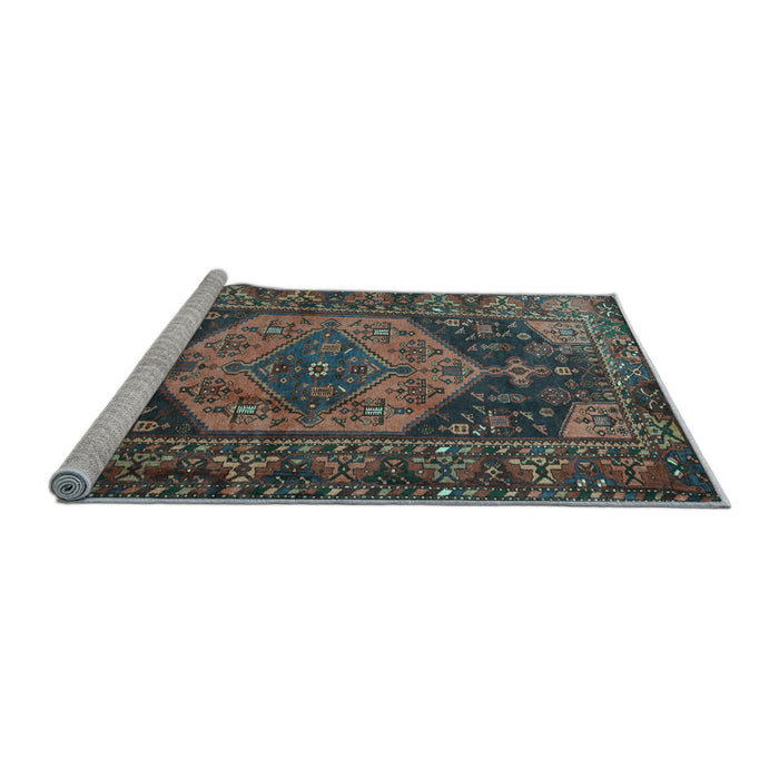 Sideview of Machine Washable Persian Light Blue Traditional Rug, wshtr670lblu