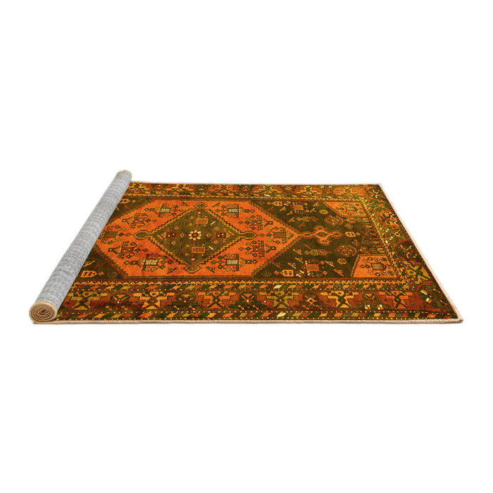 Sideview of Machine Washable Persian Yellow Traditional Rug, wshtr670yw