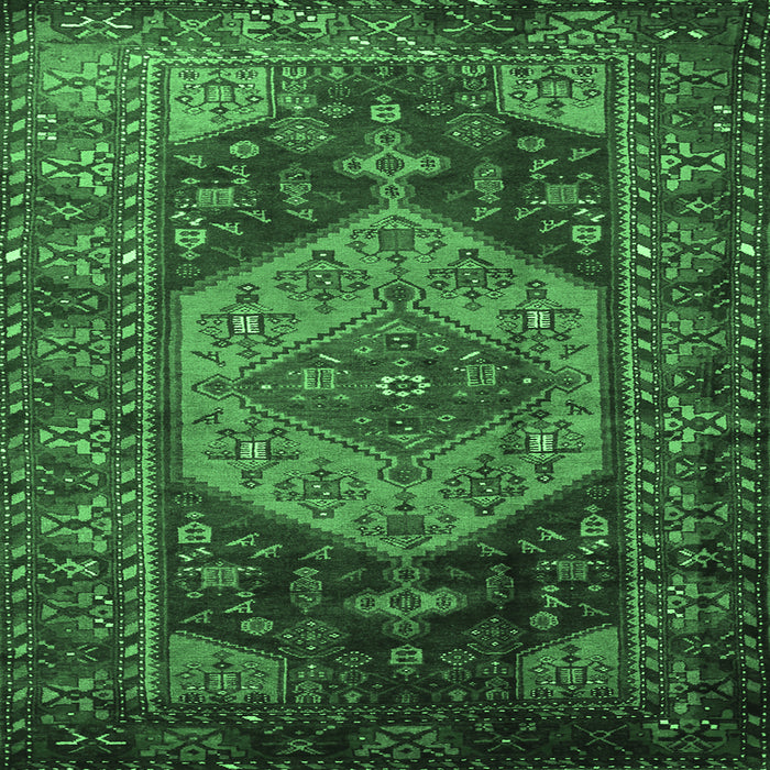 Square Persian Emerald Green Traditional Rug, tr670emgrn