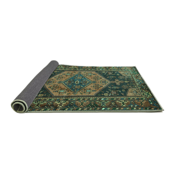 Sideview of Persian Turquoise Traditional Rug, tr670turq