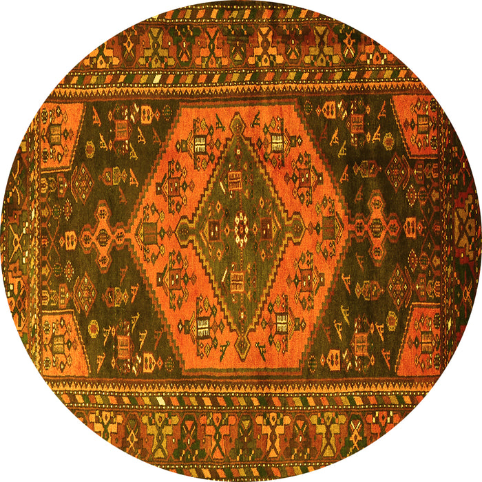 Round Persian Yellow Traditional Rug, tr670yw