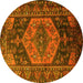 Round Persian Yellow Traditional Rug, tr670yw