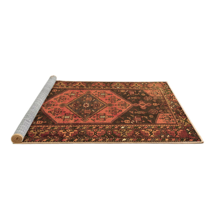 Sideview of Machine Washable Persian Brown Traditional Rug, wshtr670brn