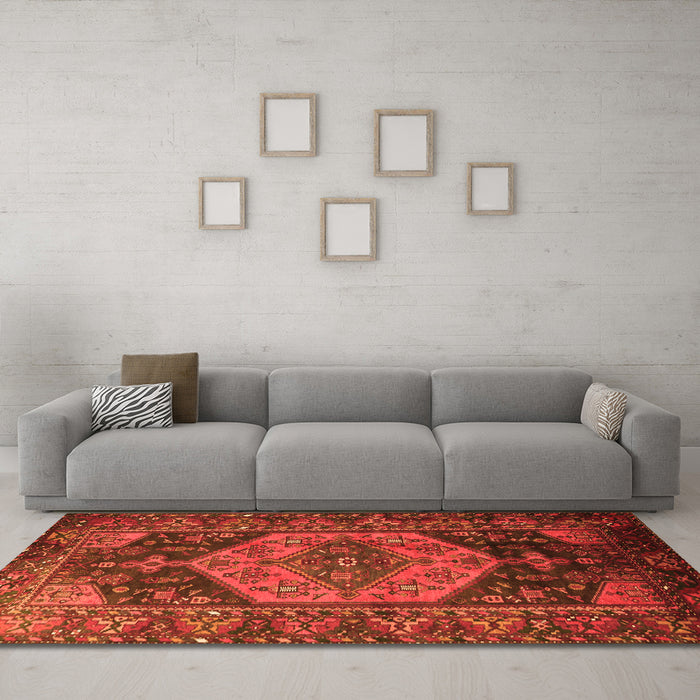 Machine Washable Persian Orange Traditional Area Rugs in a Living Room, wshtr670org