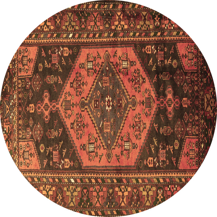Round Persian Brown Traditional Rug, tr670brn