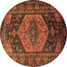 Round Persian Brown Traditional Rug, tr670brn