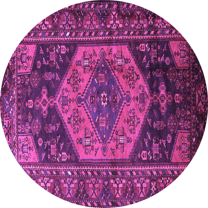 Round Persian Purple Traditional Rug, tr670pur