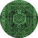 Round Persian Emerald Green Traditional Rug, tr671emgrn