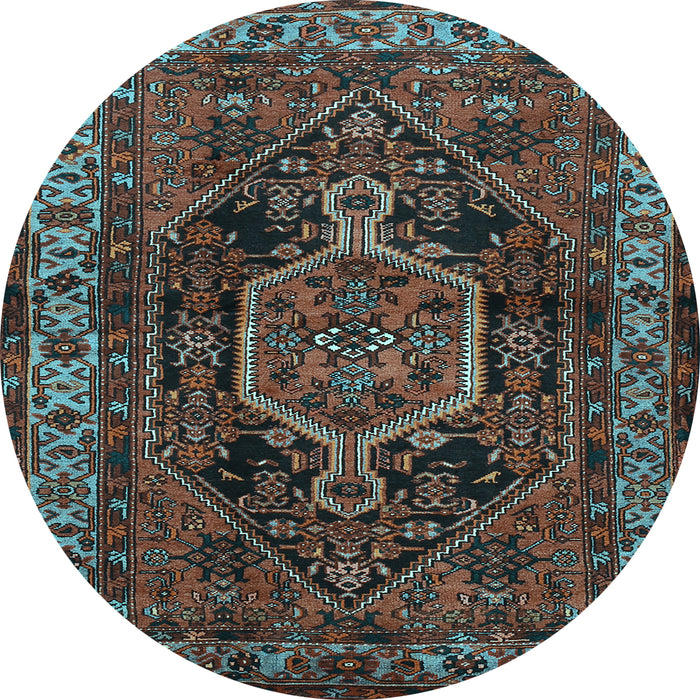 Round Machine Washable Persian Light Blue Traditional Rug, wshtr671lblu