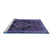 Sideview of Machine Washable Persian Blue Traditional Rug, wshtr671blu