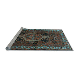 Sideview of Machine Washable Persian Light Blue Traditional Rug, wshtr671lblu