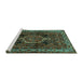 Sideview of Machine Washable Persian Turquoise Traditional Area Rugs, wshtr671turq