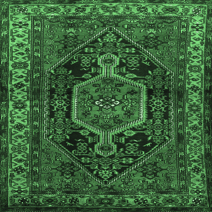 Square Persian Emerald Green Traditional Rug, tr671emgrn