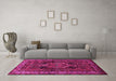 Machine Washable Persian Pink Traditional Rug in a Living Room, wshtr671pnk