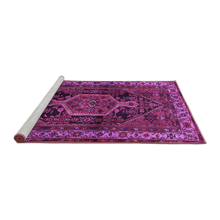 Sideview of Machine Washable Persian Purple Traditional Area Rugs, wshtr671pur