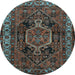 Round Persian Light Blue Traditional Rug, tr671lblu