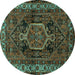 Round Persian Turquoise Traditional Rug, tr671turq