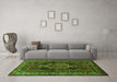 Machine Washable Persian Green Traditional Area Rugs in a Living Room,, wshtr671grn