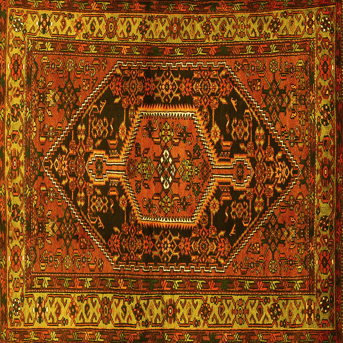 Square Machine Washable Persian Yellow Traditional Rug, wshtr671yw