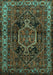 Machine Washable Persian Turquoise Traditional Area Rugs, wshtr671turq