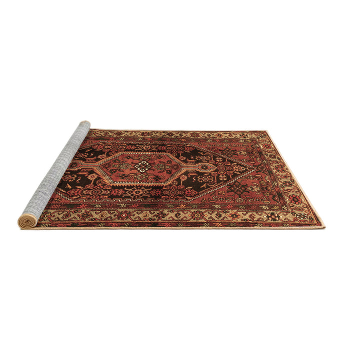 Sideview of Machine Washable Persian Brown Traditional Rug, wshtr671brn