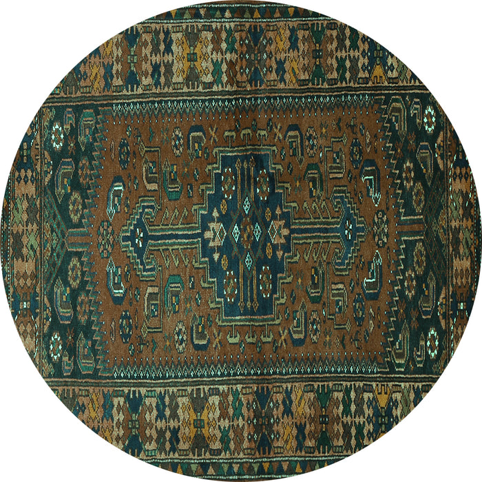 Round Persian Turquoise Traditional Rug, tr672turq