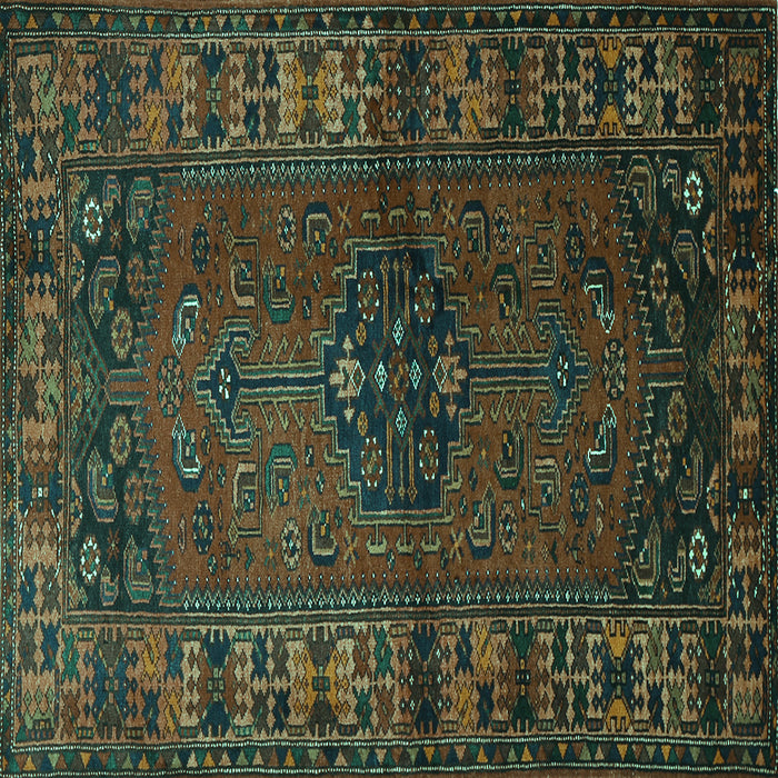 Square Machine Washable Persian Turquoise Traditional Area Rugs, wshtr672turq