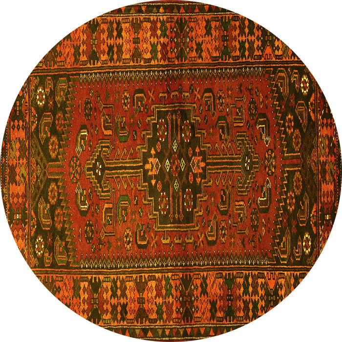 Round Machine Washable Persian Yellow Traditional Rug, wshtr672yw