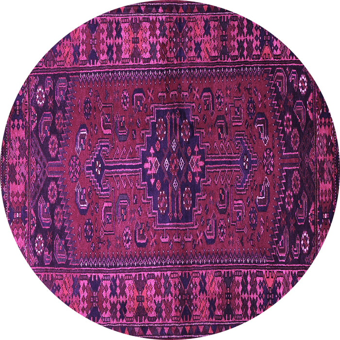 Round Machine Washable Persian Purple Traditional Area Rugs, wshtr672pur