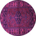 Round Machine Washable Persian Purple Traditional Area Rugs, wshtr672pur