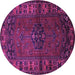 Round Persian Purple Traditional Rug, tr672pur