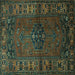 Square Persian Turquoise Traditional Rug, tr672turq