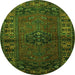 Square Persian Green Traditional Rug, tr672grn