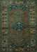 Machine Washable Persian Turquoise Traditional Area Rugs, wshtr672turq