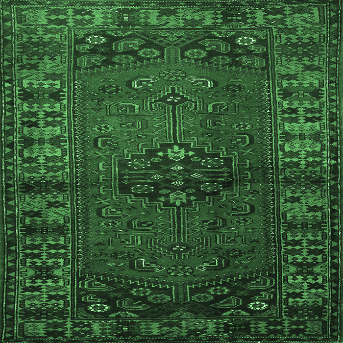 Square Machine Washable Persian Emerald Green Traditional Area Rugs, wshtr672emgrn