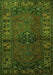 Serging Thickness of Machine Washable Persian Green Traditional Area Rugs, wshtr672grn