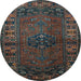 Round Machine Washable Persian Light Blue Traditional Rug, wshtr672lblu