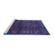 Sideview of Machine Washable Persian Blue Traditional Rug, wshtr672blu