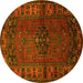 Round Persian Yellow Traditional Rug, tr672yw