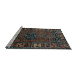 Sideview of Machine Washable Persian Light Blue Traditional Rug, wshtr672lblu