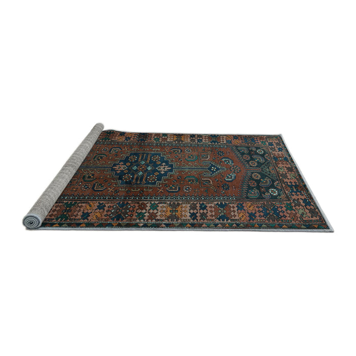 Sideview of Machine Washable Persian Light Blue Traditional Rug, wshtr672lblu
