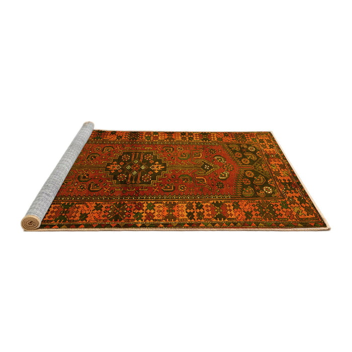 Sideview of Machine Washable Persian Yellow Traditional Rug, wshtr672yw