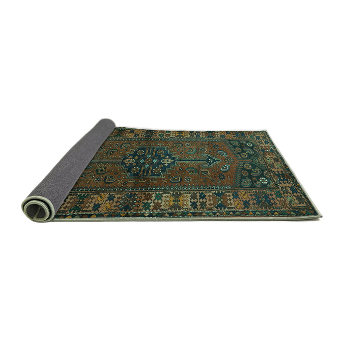 Sideview of Persian Turquoise Traditional Rug, tr672turq